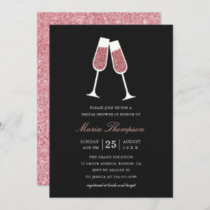 Invitación Elegante Purpurina moderno con ducha de novias