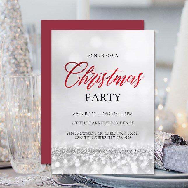 Invitación Elegante Purpurina Navidades de plata Fiesta moder (Subido por el creador)