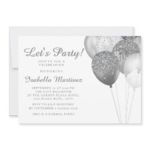 Elegante Purpurina plateado blanco globos dulce 16