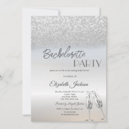 Invitación Elegante Purpurina plateado Bokeh Bachelorette