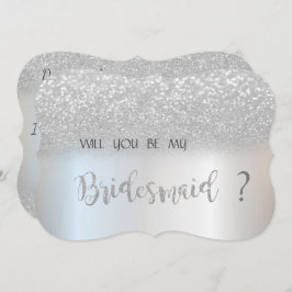 Invitación Elegante Purpurina plateado Bokeh Bridesmaid Card