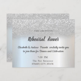 Invitación Elegante Purpurina plateado Bokeh Ensayo Cena