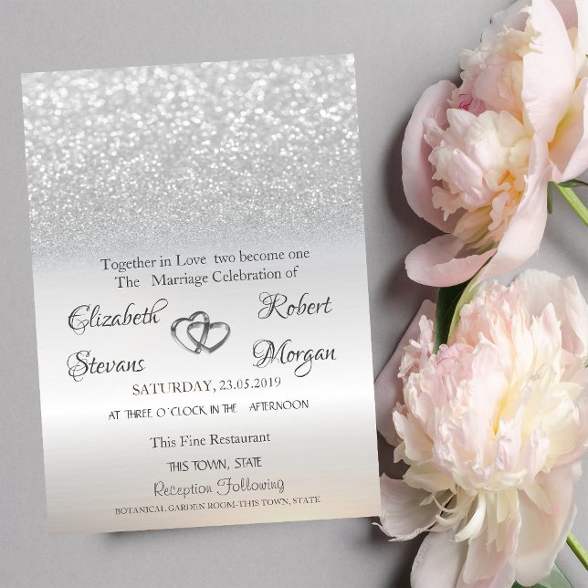 Invitación Elegante Purpurina plateado Bokeh Wedding Invitaci (Subido por el creador)