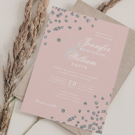 Invitación Elegante Purpurina plateado Confetti Rubor