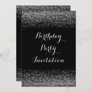 Invitación Elegante Purpurina plateado Cumpleaños