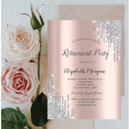 Invitación Elegante Purpurina plateado gotea retiro de oro Ro