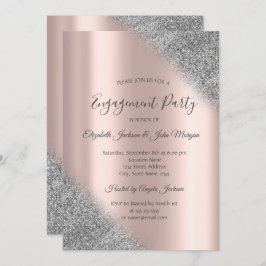 Invitación Elegante Purpurina plateado Ombre Rosa Gold Engage