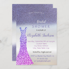 Invitación Elegante Purpurina púrpura Bokeh , Ducha de novia 