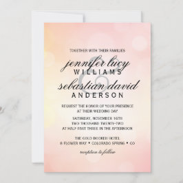 Invitación Elegante Purpurina rosa Boda de Moda ligera Bokeh