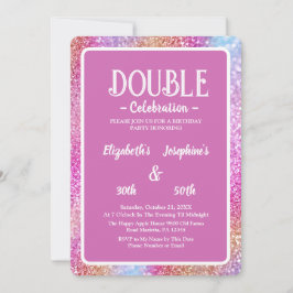 Invitación Elegante Purpurina Rosa Celebración de Cumpleaños 