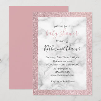 Invitación Elegante purpurina rosa dorado ducha de bebé de má