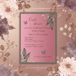 Invitación Elegante Purpurina rosa Eucalyptus ducha pareja