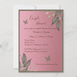 Invitación Elegante Purpurina rosa Eucalyptus ducha pareja