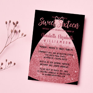 Invitación Elegante Purpurina rosa Princesa Dress Dress 16