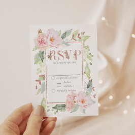 Invitación Elegante Purpurina Rosa Rosa Dorado Boda RSVP