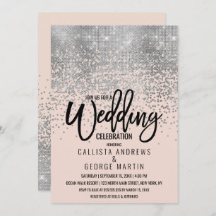 Invitación Elegante Purpurina rosado  Confetti Boda