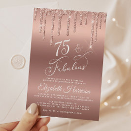 Invitación Elegante Purpurina virtual 75ª fiesta de cumpleaño