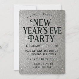 Invitación Elegante Purpurina víspera de Año Nuevo