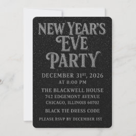 Invitación Elegante Purpurina víspera de Año Nuevo