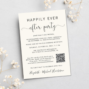 Invitación Elegante QR Code Photo Cream Wedding Receptor