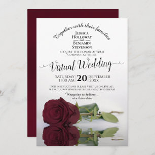 Invitación Elegante que refleja al Rosa de Borgoña Boda virtu