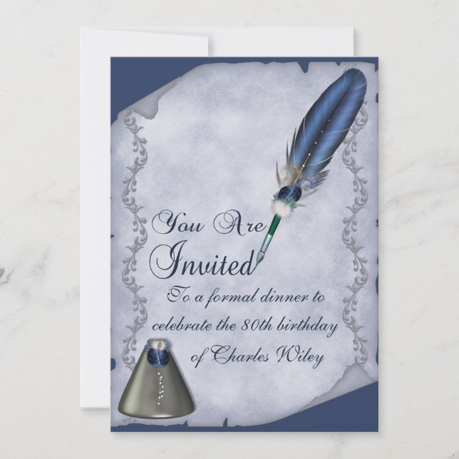 Invitación Elegante Quill e Inkwell (Anverso)