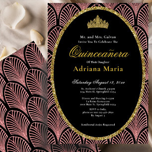 Invitación Elegante Quinceañera Arte Deco Rosa