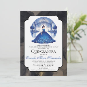 Invitación Elegante Quinceañera Azul