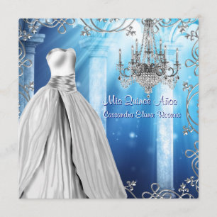 Invitación Elegante Quinceañera Azul Real Naval