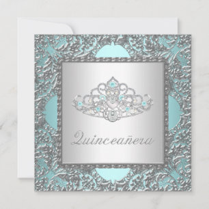 Invitación Elegante Quinceanera Azul Verde azulado