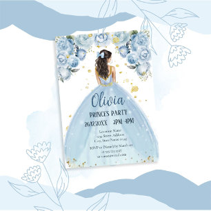 Invitación Elegante Quinceañera Azul y Blanco