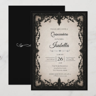 Invitación Elegante Quinceañera Blanco Negro