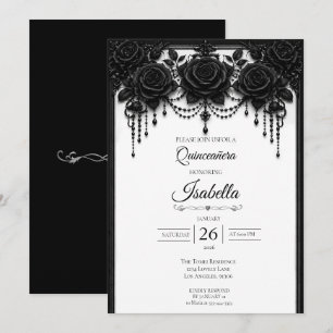Invitación Elegante Quinceañera Blanco Negro