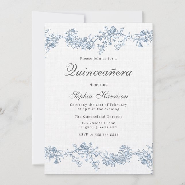 Invitación Elegante Quinceanera clásica (Anverso)