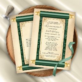 Invitación Elegante Quinceañera de la Vieja Perla de Oro Verd