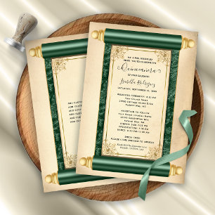 Invitación Elegante Quinceañera de la Vieja Perla de Oro Verd