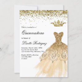 Invitación Elegante Quinceanera de oro