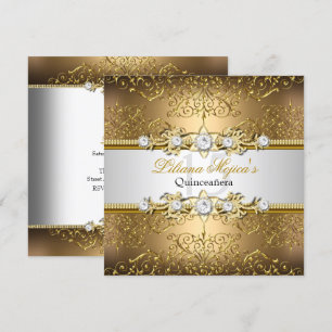 Invitación Elegante Quinceañera de remolino de oro y plata