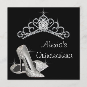 Invitación Elegante Quinceañera en negro y blanco