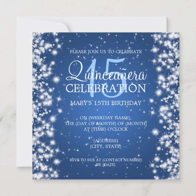 Invitación Elegante Quinceañera Fiesta espuma de invierno 2 a (Anverso)