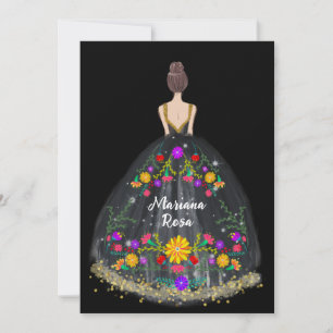 Invitación Elegante Quinceanera Fiesta Mexicana Cumpleaños Fl