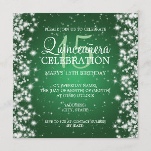 Invitación Elegante Quinceañera Fiesta Winter Sparkle 2 Verde