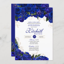 Elegante Quinceanera - Floral de Rosas Royal Blue 