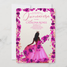 Elegante Quinceañera Floral Rosa