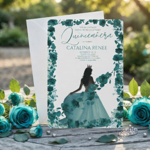 Invitación Elegante Quinceañera Floral Rosa