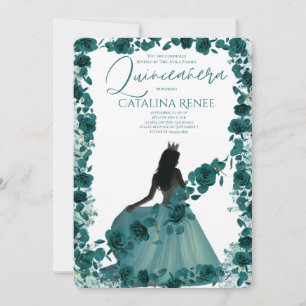 Invitación Elegante Quinceañera Floral Rosa