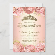 Elegante Quinceanera floral rosa Rubor