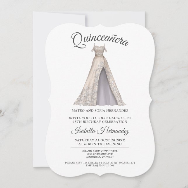 Invitación Elegante Quinceanera Mis Quince Purpurina Fiesta (Anverso)