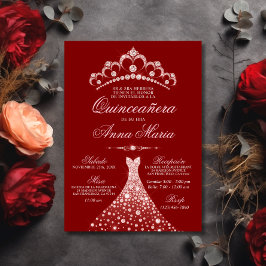 Invitación Elegante Quinceañera Mis Quince | Rojo