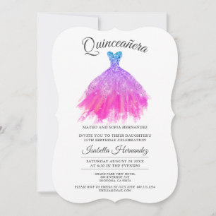 Invitación Elegante Quinceanera Mis Quince Verde azulado Viol